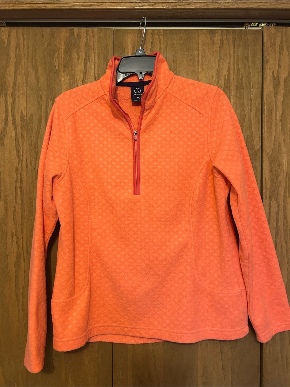 Lands End Women's Coral Half-Zip Pullover Sweater
